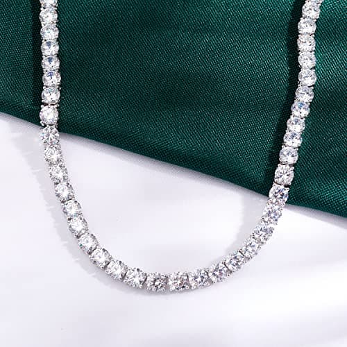TIKJE Sterling Silver 3mm-6mm CZ Round Cut Tennis Necklace 16-24inches Valentines Gift