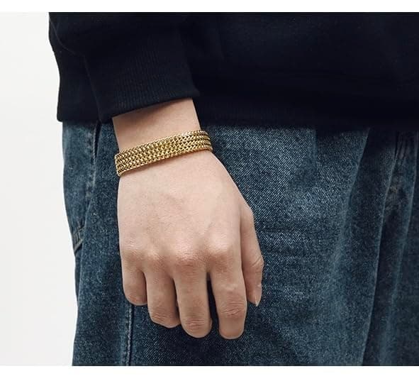 18K Gold Men's Cuban Bracelet, Gift for Boyfriend