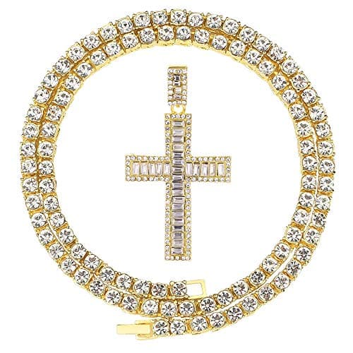 HH Bling Empire Diamond Cross Pendant Necklace 24 Inch