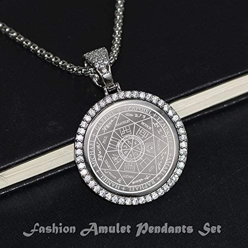 FLYUN Seven Archangels Protection Pendant Necklace, Stainless Steel, 24 inches
