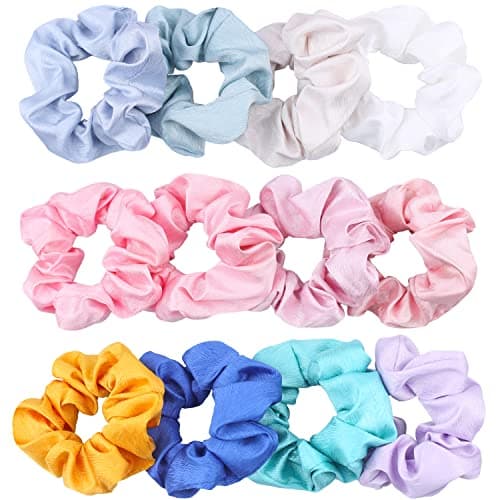 Refined Title:
IVARYSS Satin Scrunchies for Women, 12 Pack
