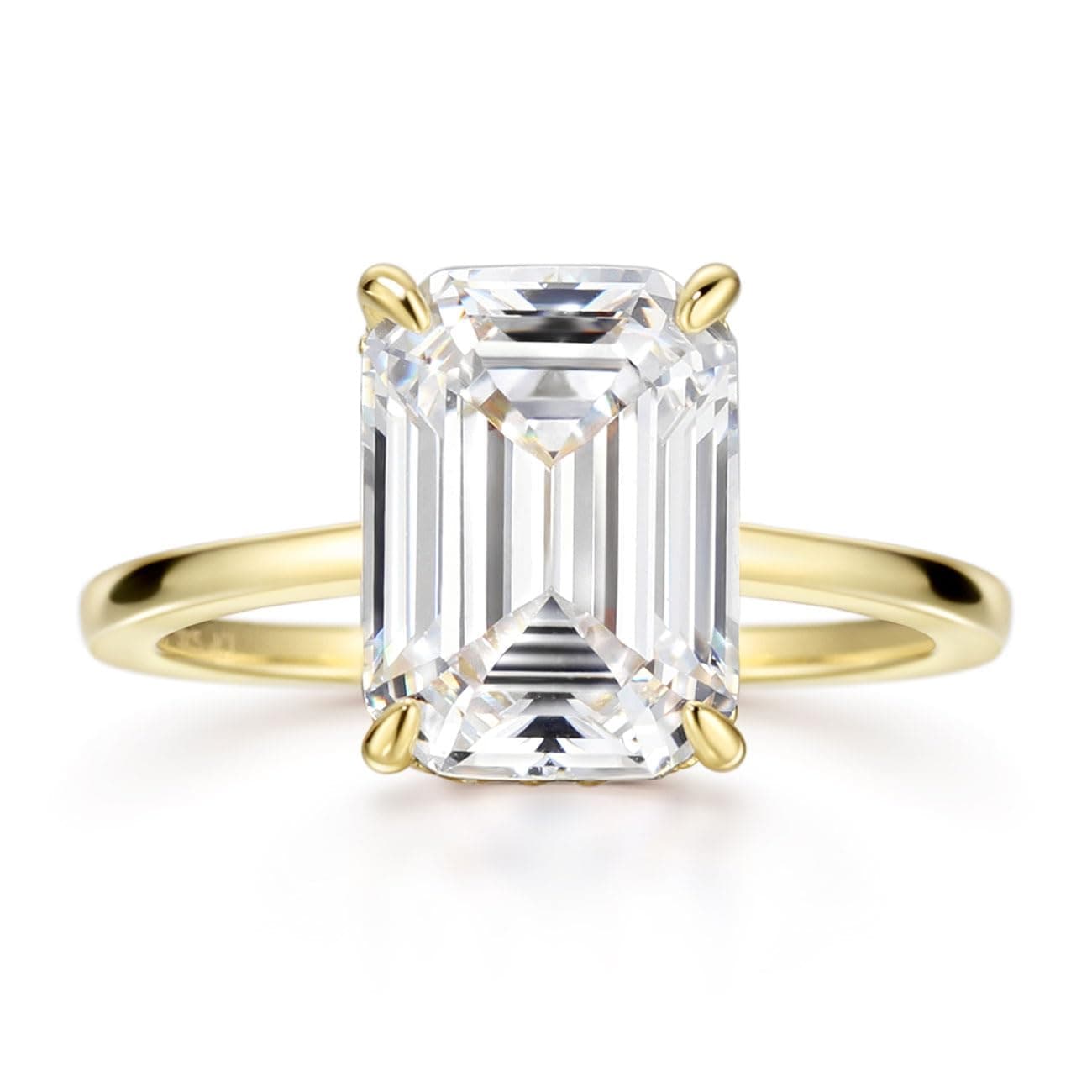 Michooyel 18K Gold Plated Emerald Cut Cubic Zirconia Engagement Rings For Women