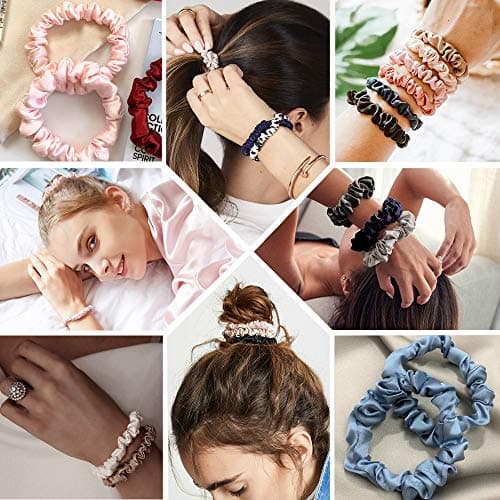 Elastics Ponytail Holder Scrunchies - Silk Satin Hair Ties for Thick Curl Hair