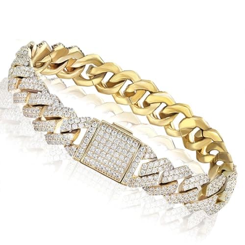 Luxfine 14K Gold Plated 12mm Cuban Link Iced Out Jewelry for Men & Women