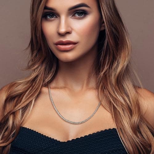 MOFEIJEW 18K Gold Plated 5A Cubic Zirconia Tennis Necklace for Men & Women