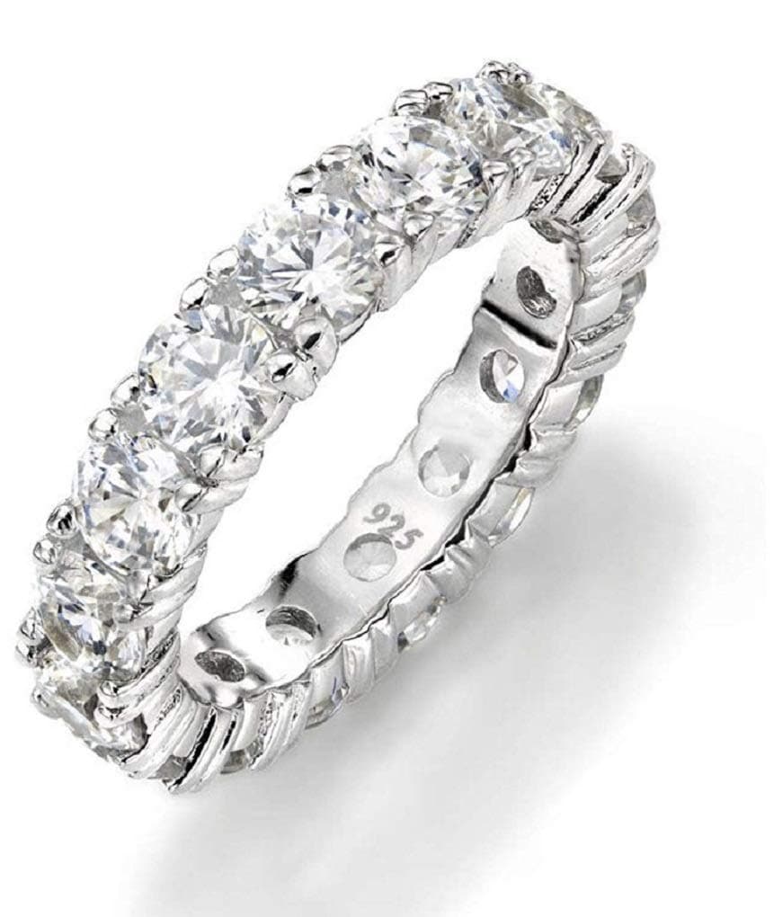 Bling Bling NY 4mm Eternity Solid 925 Sterling Silver Pinky CZ Ring ANTI-TARNISH