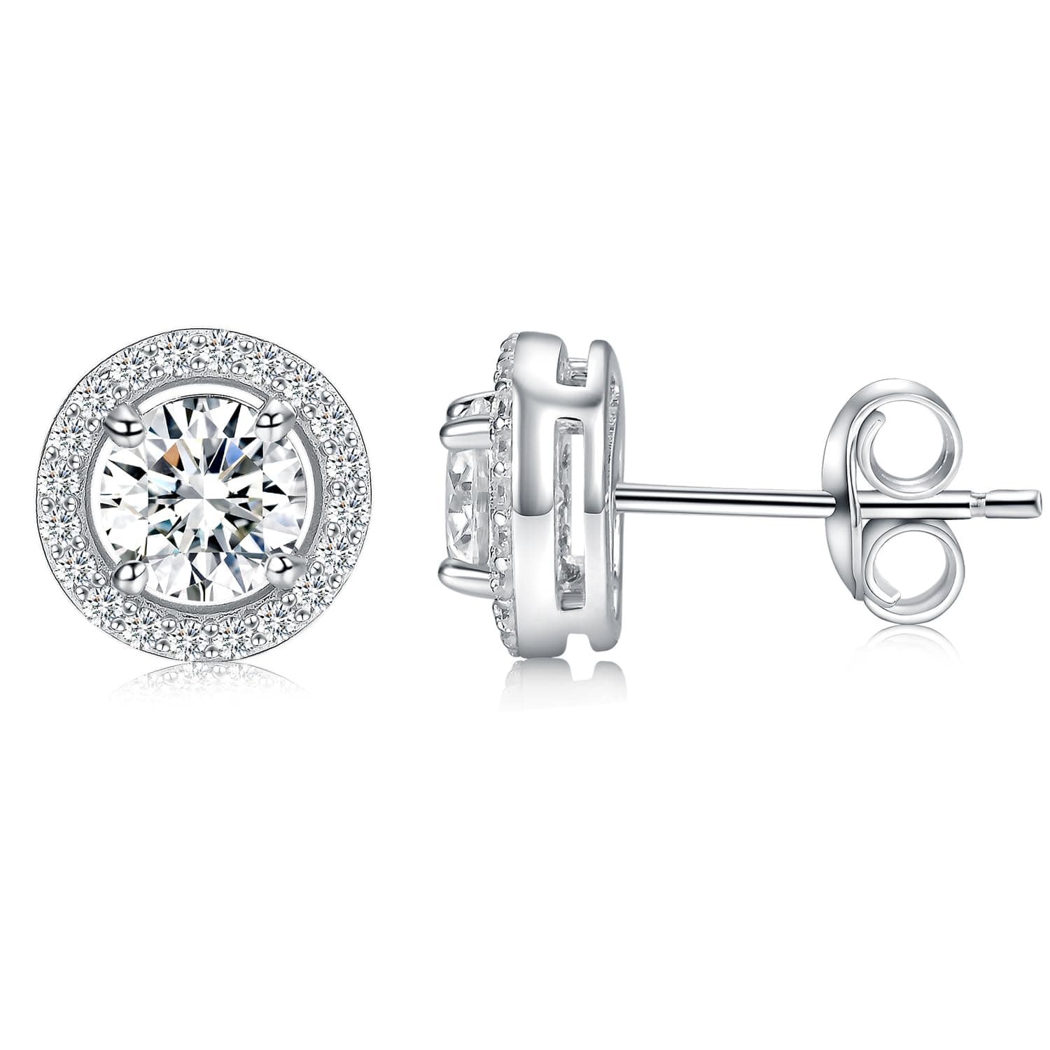MDFUN Moissanite Halo Stud Earrings 5mm 1Ct for Women Men