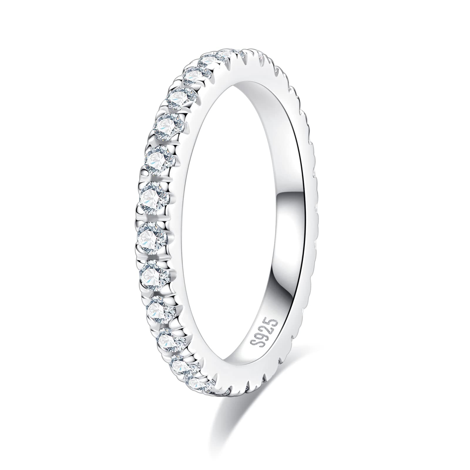 AimiIee 1cttw D Color VVS1 Moissanite Eternity Ring in 925 Silver with Certificate