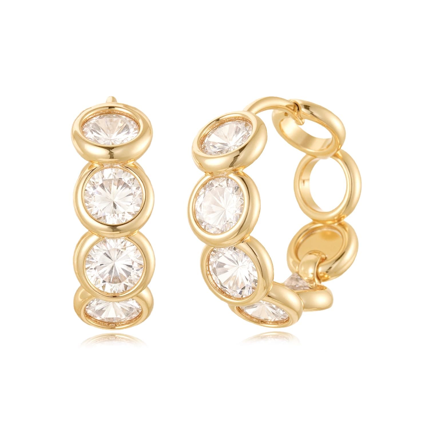 MYEARS 14K Gold Plated Hypoallergenic Women's Gold Earrings Cubic Zirconia Hoop