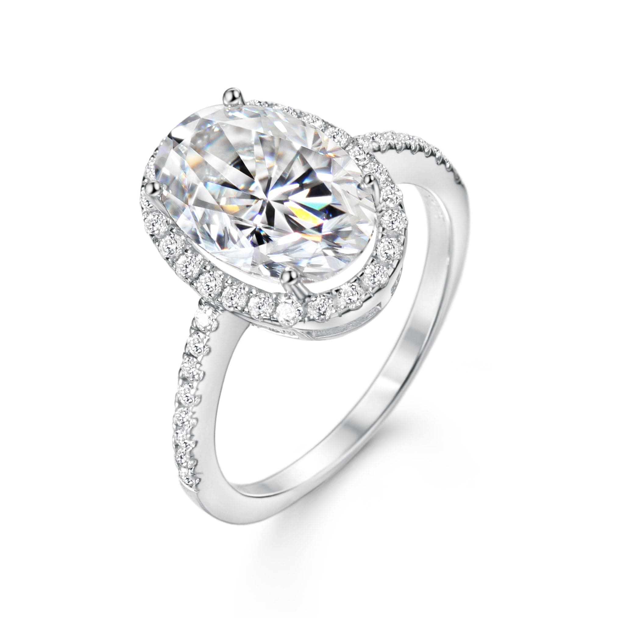 Michooyel 925 Sterling Silver 4.5ct Oval Moissanite Halo Engagement Ring for Women