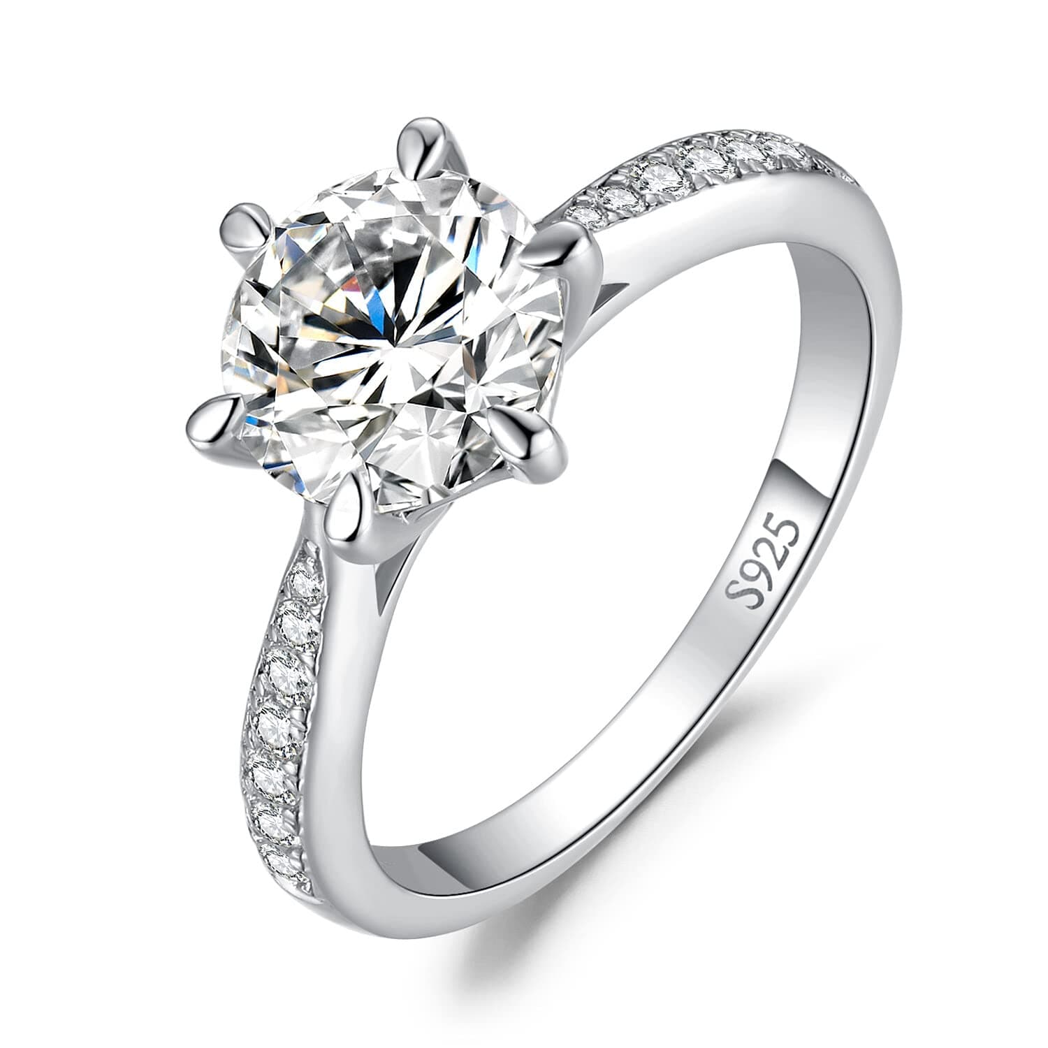 Moissanite Solitaire Engagement Rings for Women, 925 Sterling Silver Promise Ring