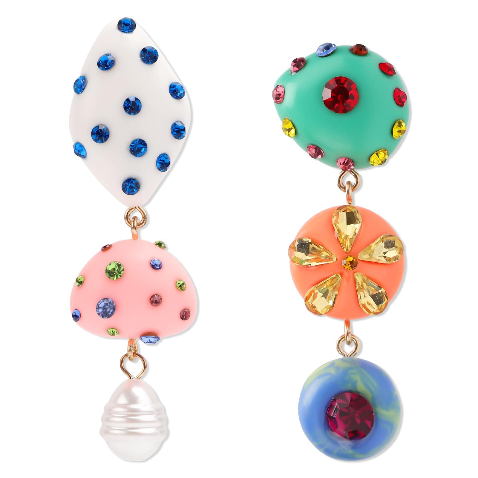 Mikovivi Vintage Asymmetrical Rhinestone Dangle Earrings for Women Boho Jewelry