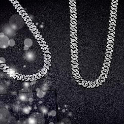 Yunhazit Cuban Link Diamond Bling Silver/Gold Necklace for Women