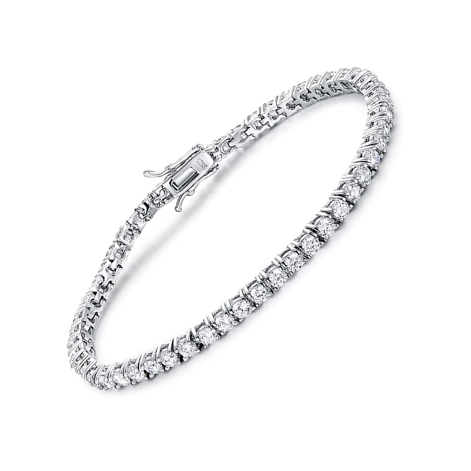 TIKJE 925 Sterling Silver 2-7mm CZ Classic Tennis Bracelet | Women's White Gold Tone Bracelet | Size 6-8.5 inches