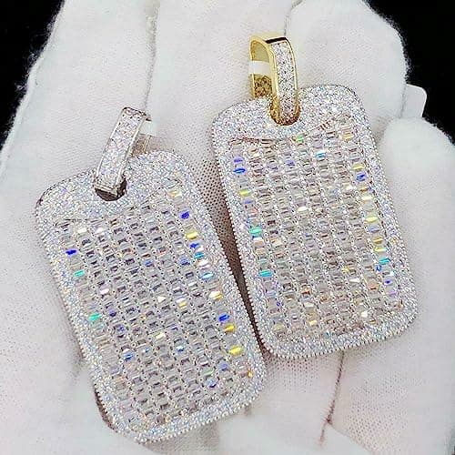 Bling Square Pendant Necklaces for Men & Women in Gold or Silver