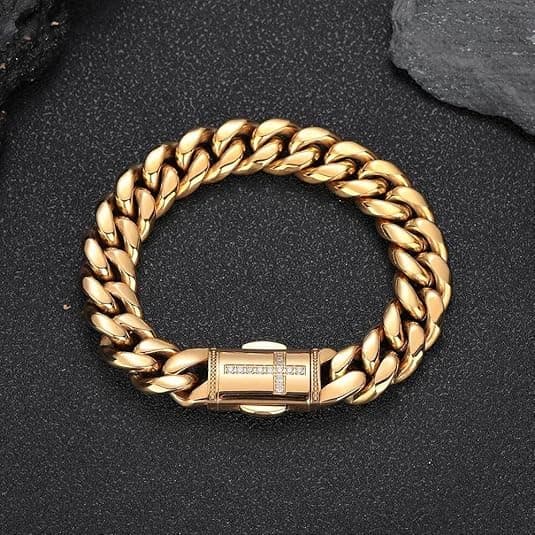 14k Gold Cuban Bracelet for Men & Women - Mesh Design Valentine's Day Gift