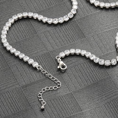 Episkeyk Women's 4mm 3A Cubic Zirconia Tennis Necklace, 14K Gold Plated Trends