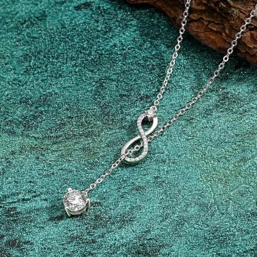 AINUOSHI 1.26CT Lab-Created Moissanite Twist Infinity Y Necklace 16-20 Inch 925 Sterling Silver Gifts