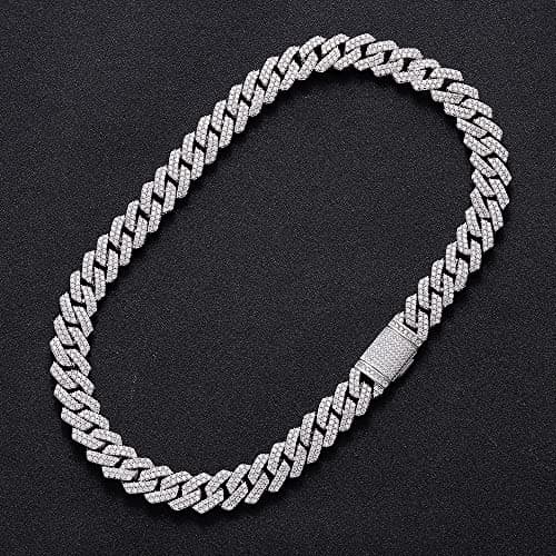 OLVLUS Iced Out 14mm Diamond Cubic Zirconia Cuban Link Choker for Men & Women