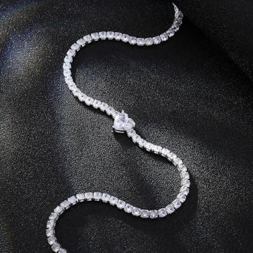 EFTOM Sparkly Cubic Zirconia Silver Choker for Women