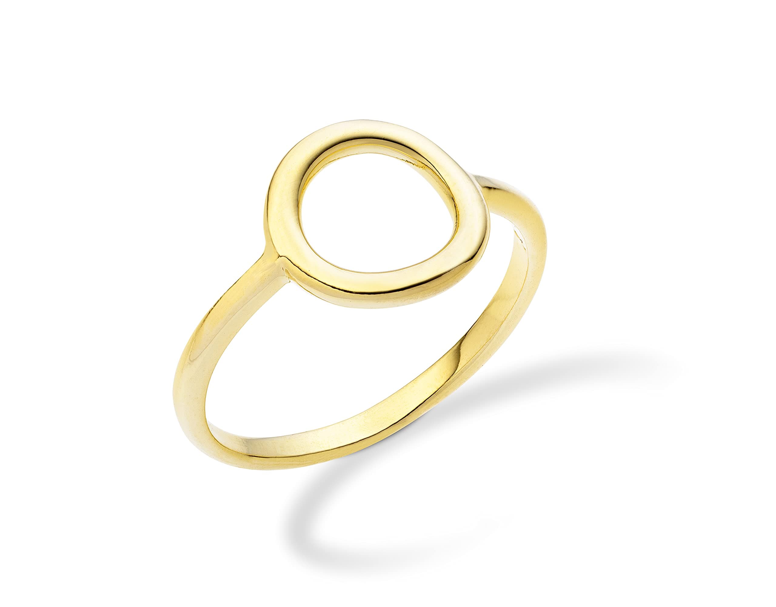 Miabella Italian 925 Sterling Silver or 18K Gold Plated Open Circle Ring for Women