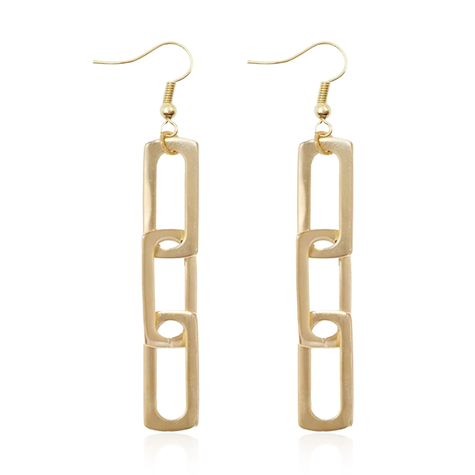 QIAOLEHUI Gold & Silver Plated Minimalist Rectangle Dangle Earrings for Women