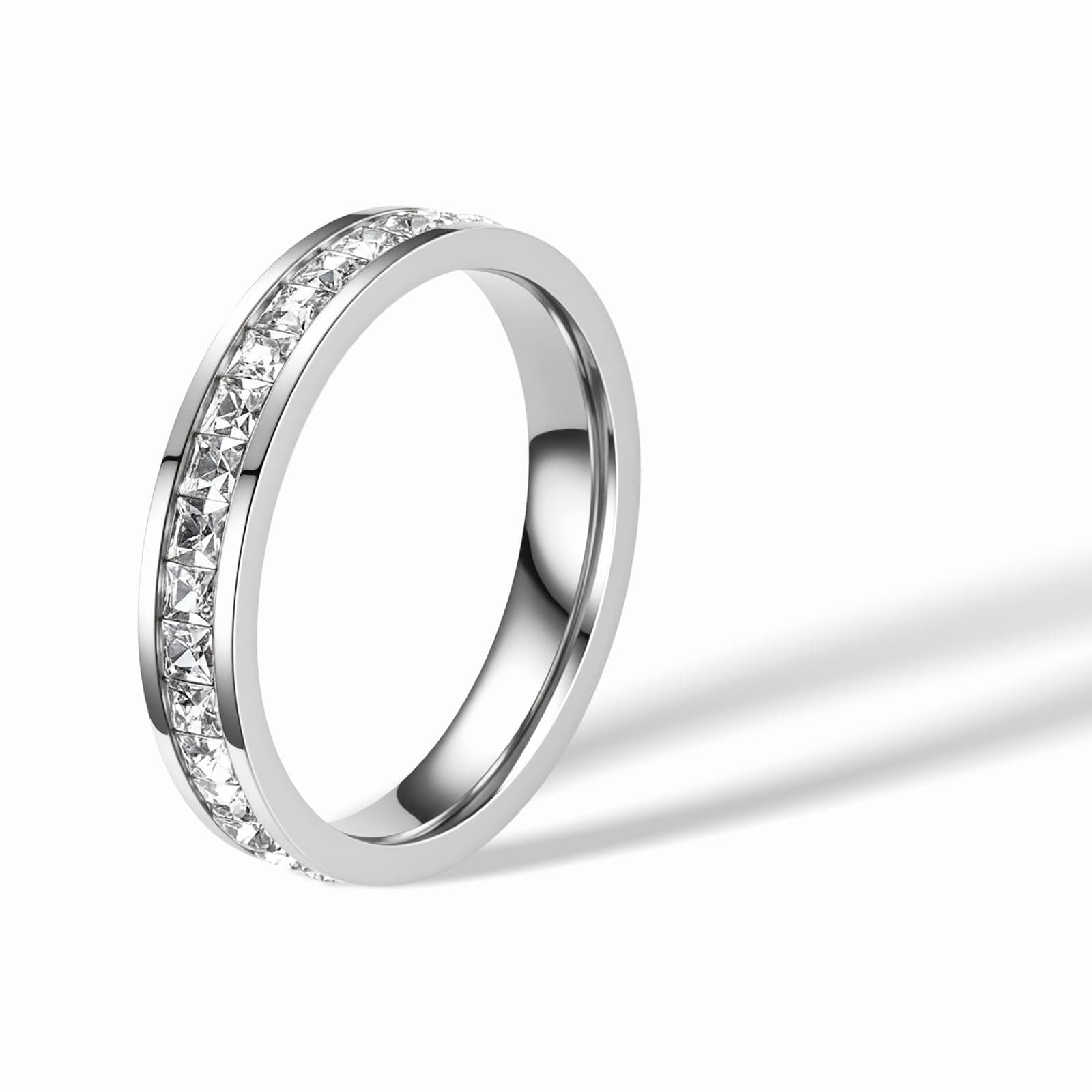 Munone 14k Gold Plated 4mm Cubic Zirconia Women's Stackable Eternity Ring