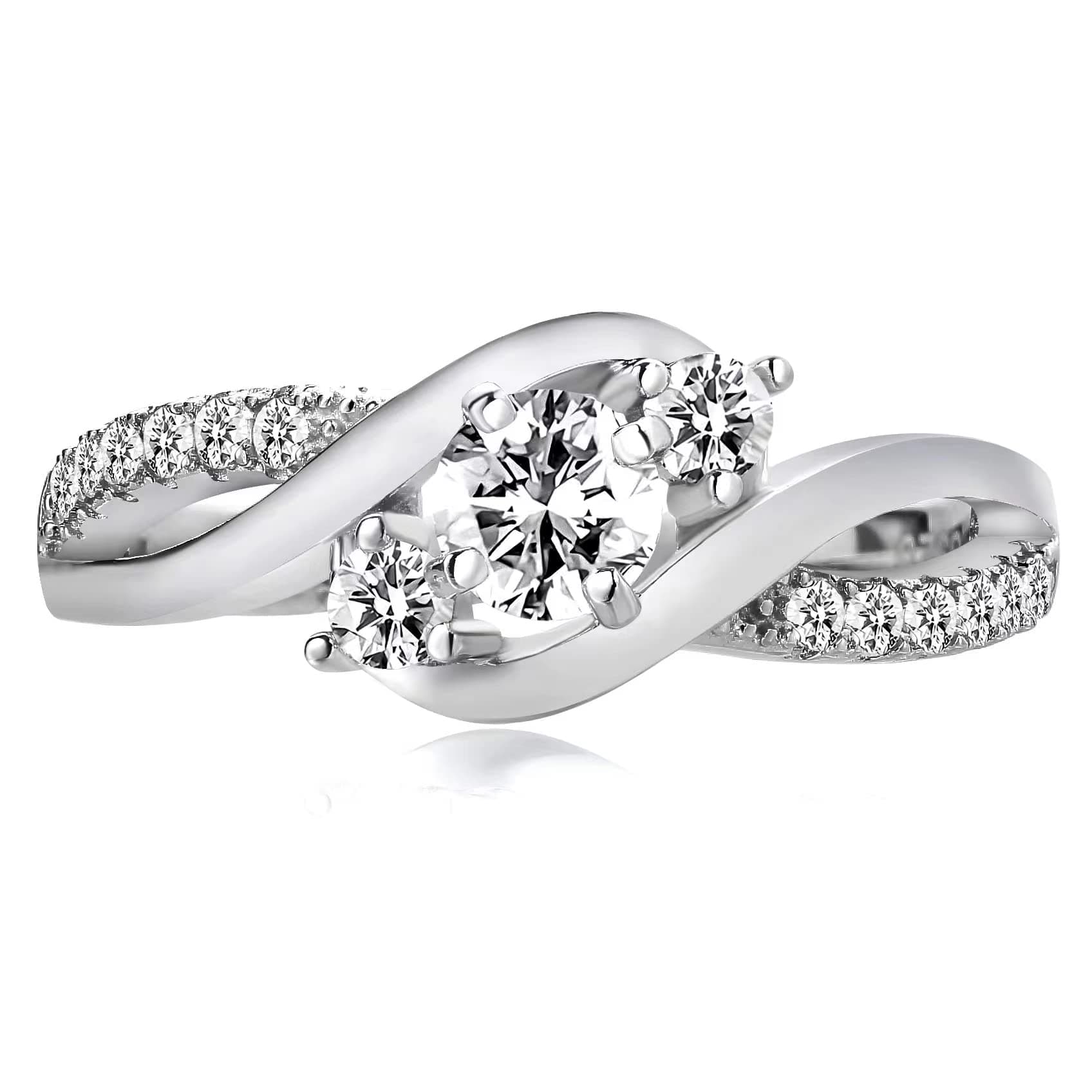 Refined and simplified title: 1.1 ct Three Stone Moissanite Engagement Ring, 925 Sterling Silver Twisting Band