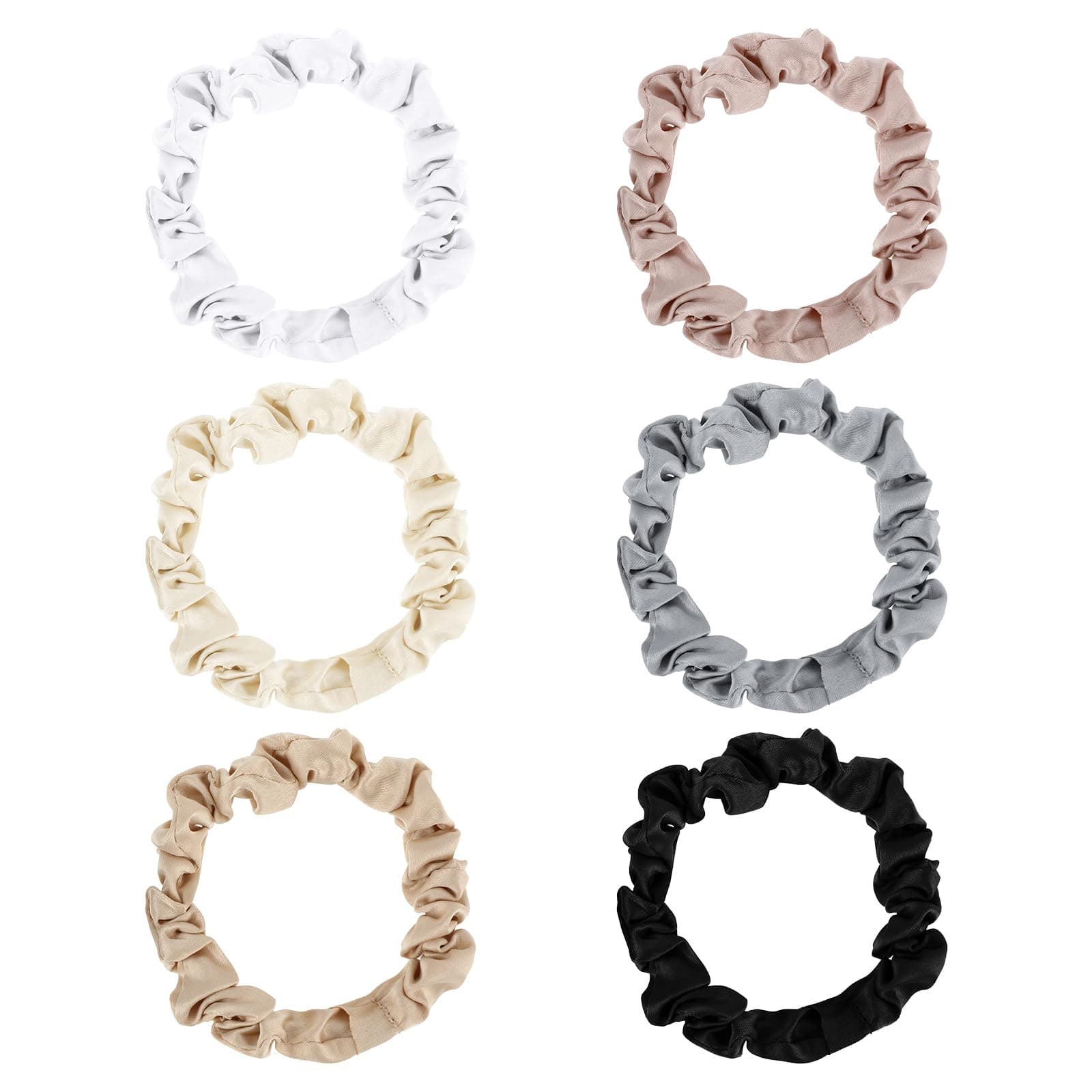 Satin & Silk Scrunchies Set - 6pcs Soft, Non-Slip for Thin/Curly Hair