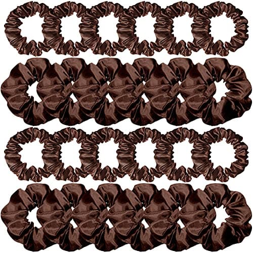 Satin Hair Scrunchies Set for Women Girls, 24 Pieces in 2 Sizes, Cream White