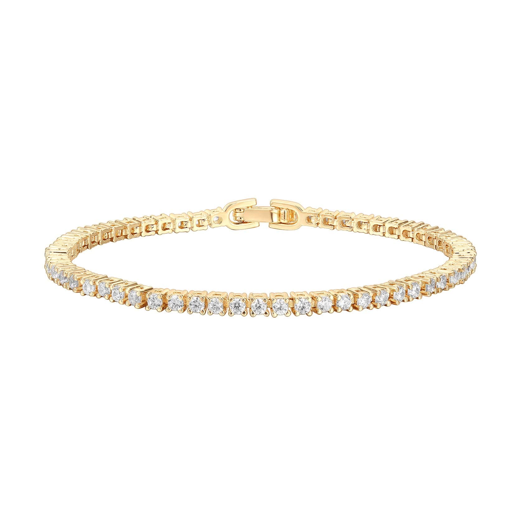 PavoI 14K Gold Plated 4mm CZ Tennis Bracelet | Women's Gold Bracelet Size 6.5-7.5 Inch