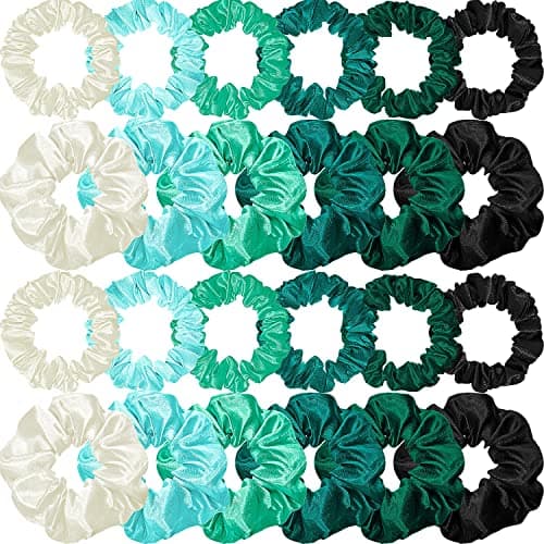 Satin Hair Scrunchies Set for Women Girls, 24 Pieces in 2 Sizes, Cream White