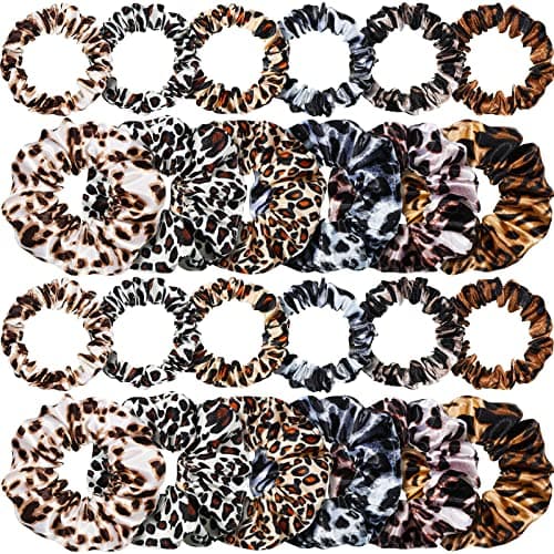 Satin Hair Scrunchies Set for Women Girls, 24 Pieces in 2 Sizes, Cream White