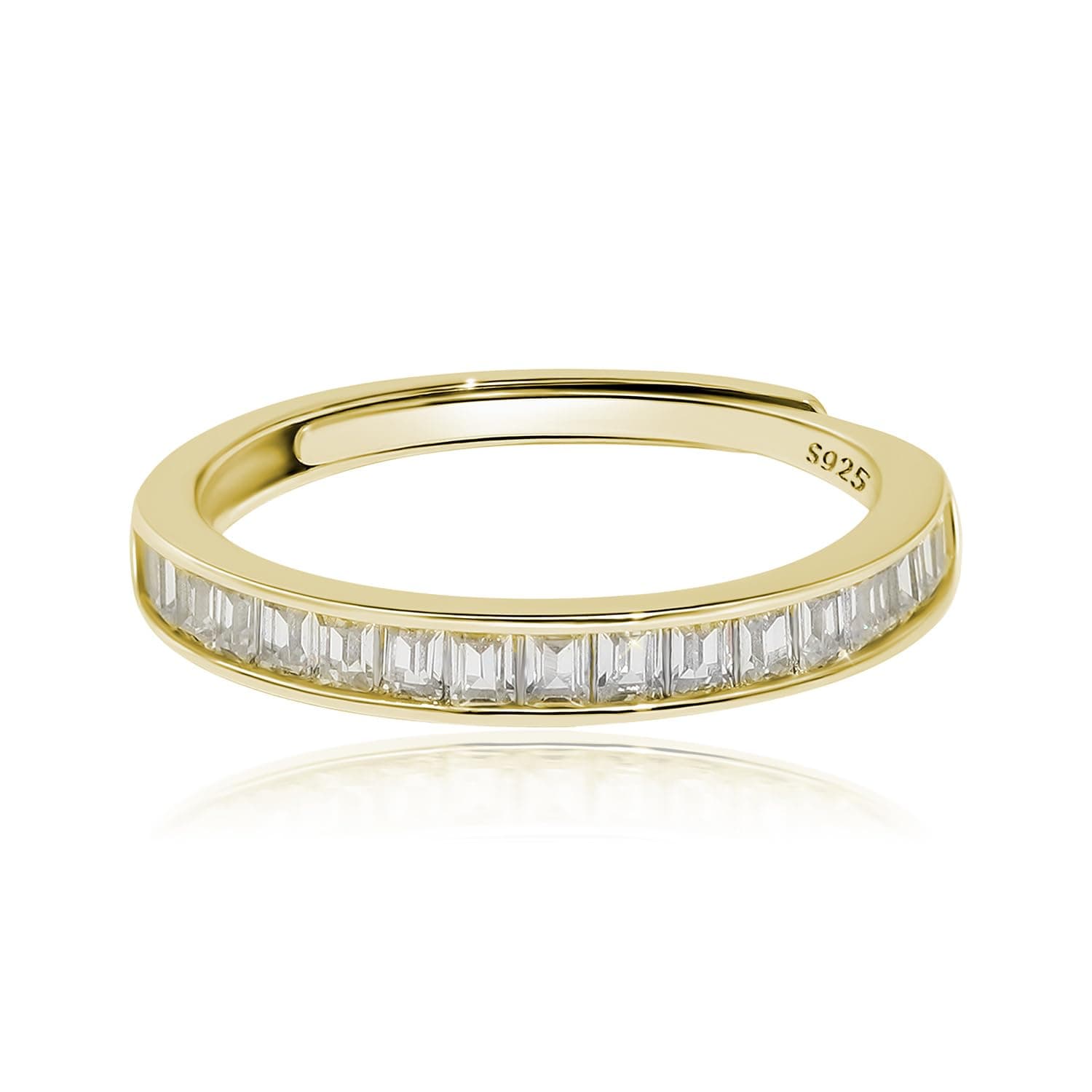 Meissa Meissa 925 Sterling Silver Diamond Channel Ring Gold Size Adjustable