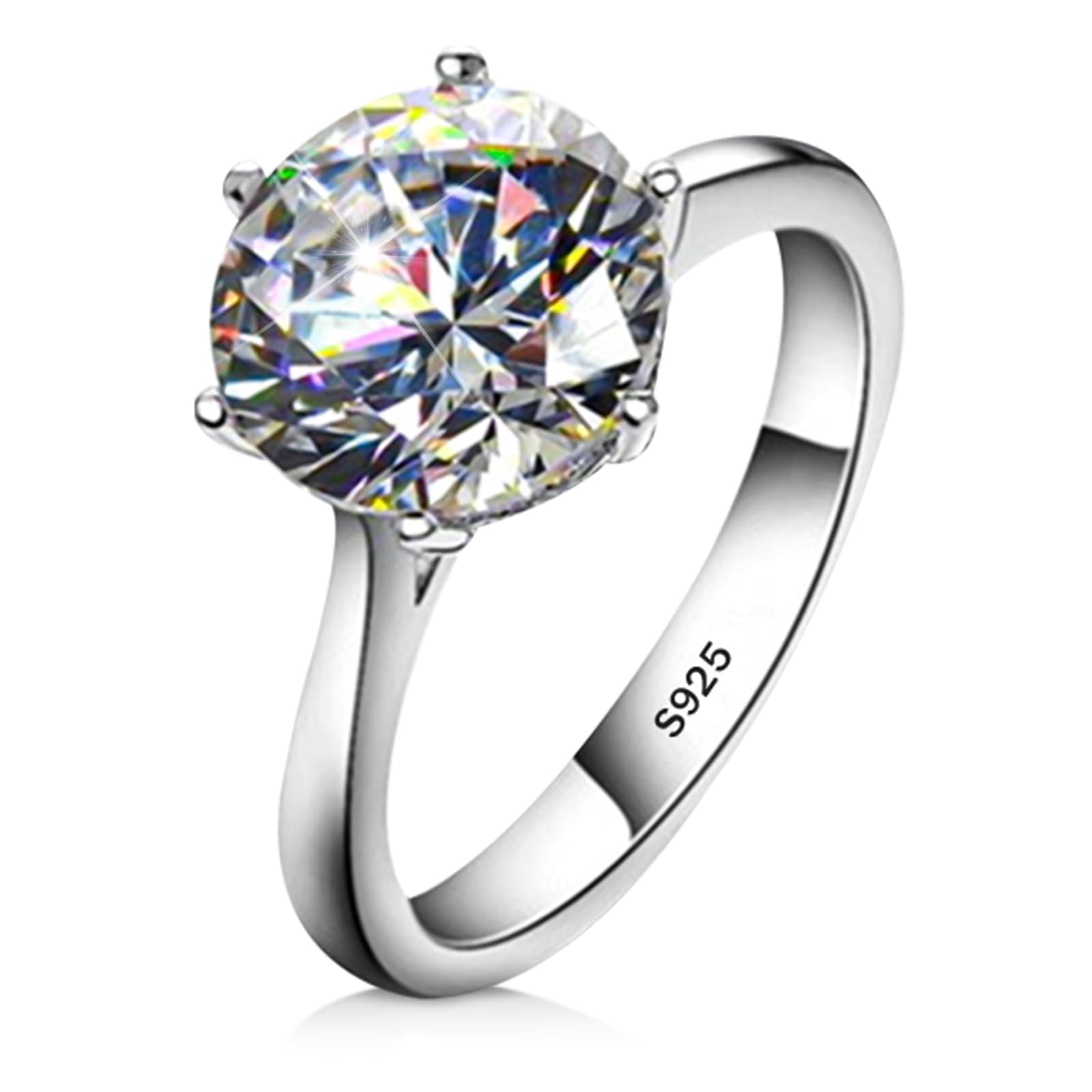 AINUOSHI 925 Sterling Silver 10mm Round Moissanite Engagement Ring D-E Color