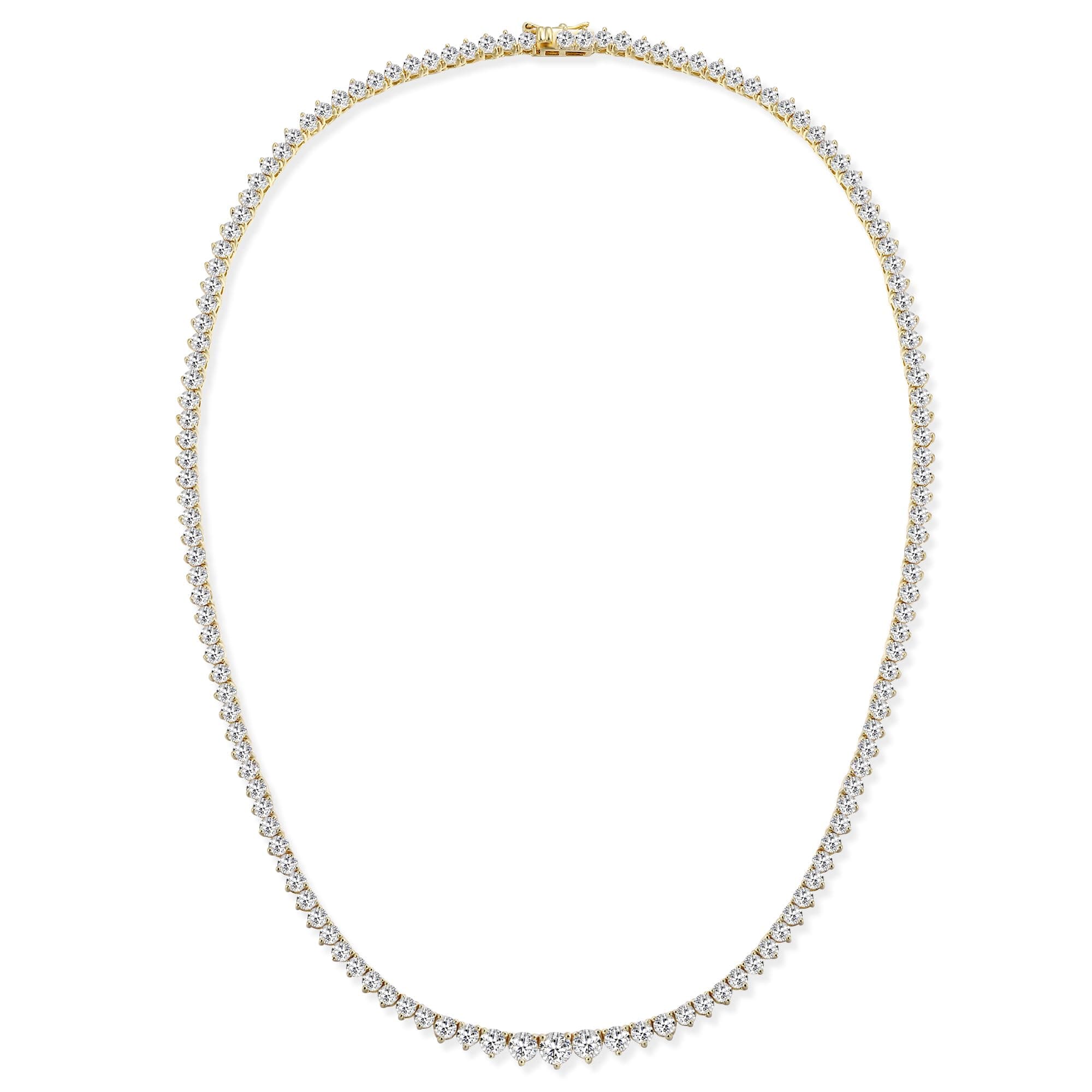 Gemsme 18K Gold Plated 3mm Graduated Round CZ Tennis Necklace for Women
