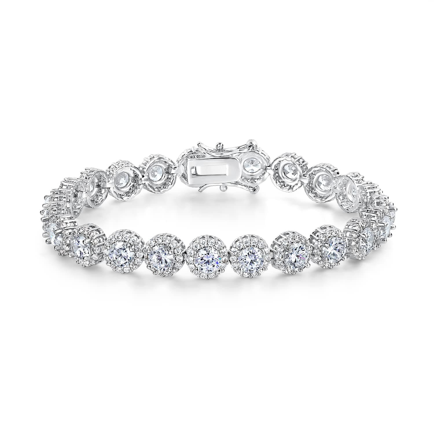 Gemsme 18K Gold Plated Round CZ Tennis Bracelet for Women 6.5-8.5 inch