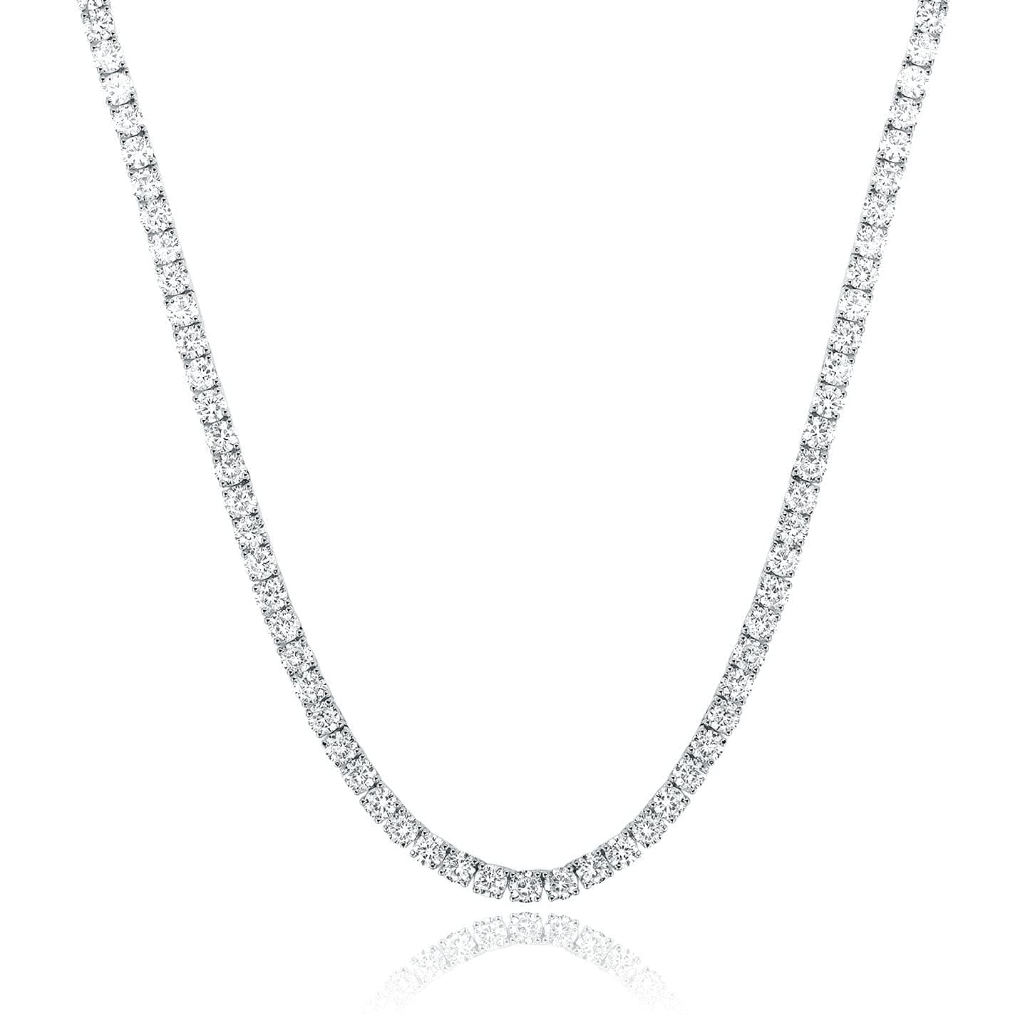 MDFUN 18K White Gold Plated 3.0mm CZ Round Cut Tennis Necklace Chain