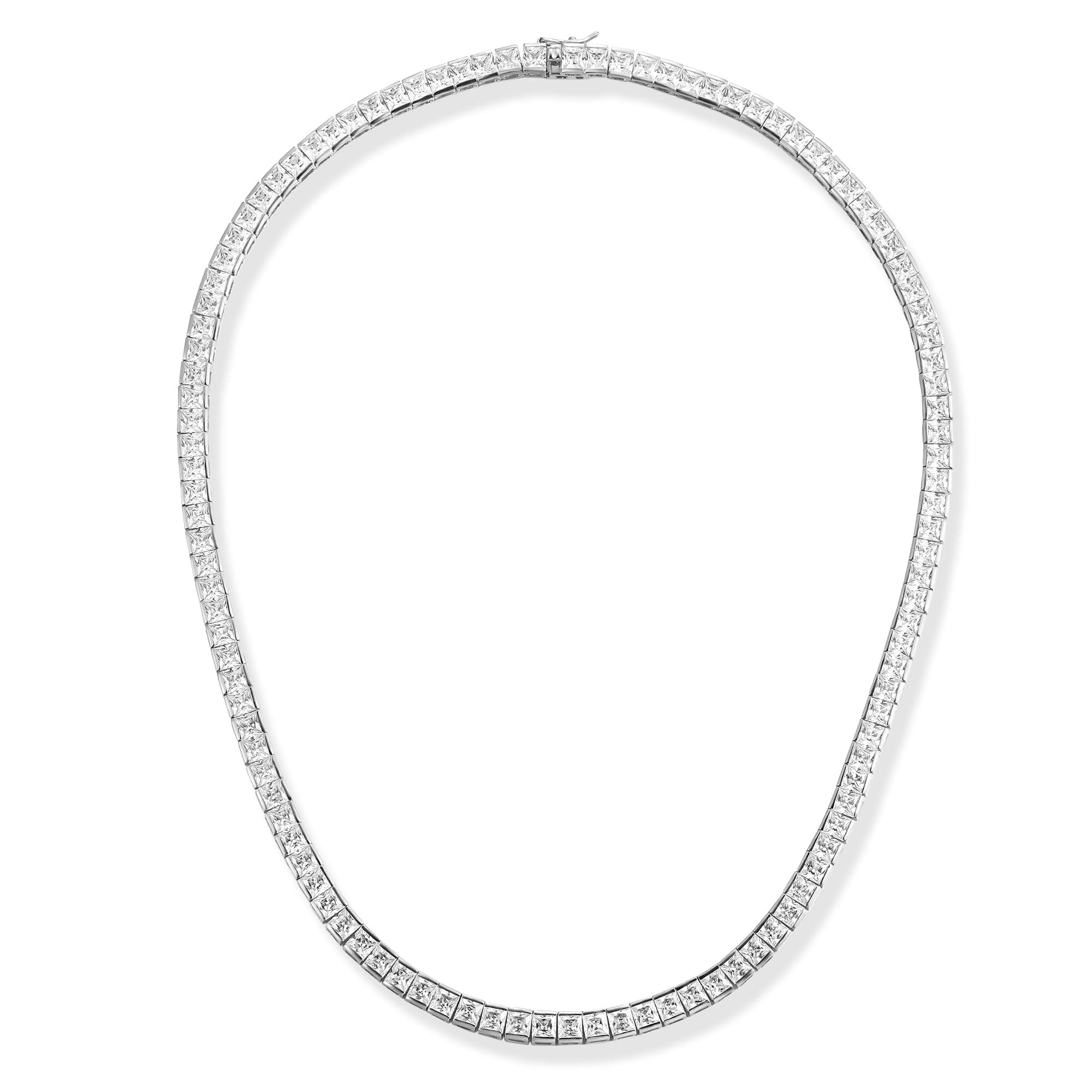 Gemsme 18K Gold Plated 4mm Square CZ Tennis Necklace for Women