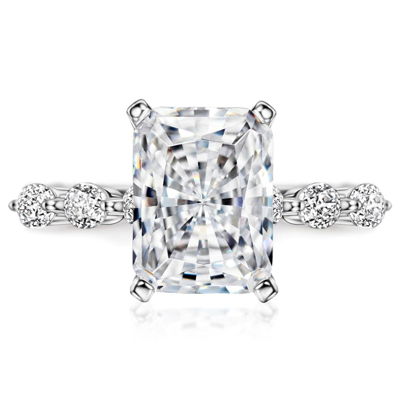 Michooyel S925 4ct Radiant Cut Cubic Zirconia Engagement Rings For Women
