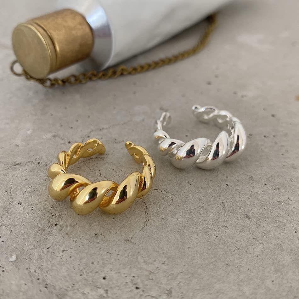 S925 Twisted Signet Ring Dome Band Rhodium/Gold Chunky Squiggle Solid Sterling Silver Polished Fine Jewelry For Women