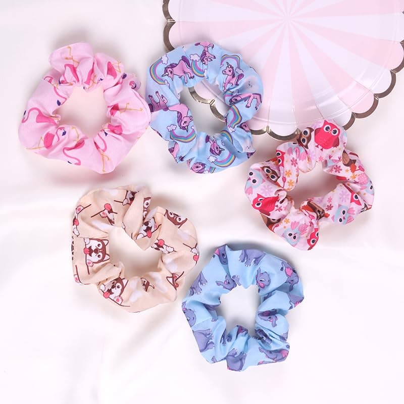 Floral Hair Scrunchies for Women with Soft and Silky Hair - 5 Pack