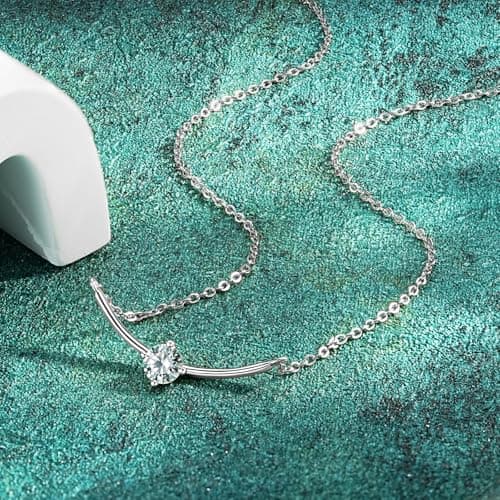 AINUOSHI Solitaire Smile 14K Gold Plated Moissanite Pendant Necklace