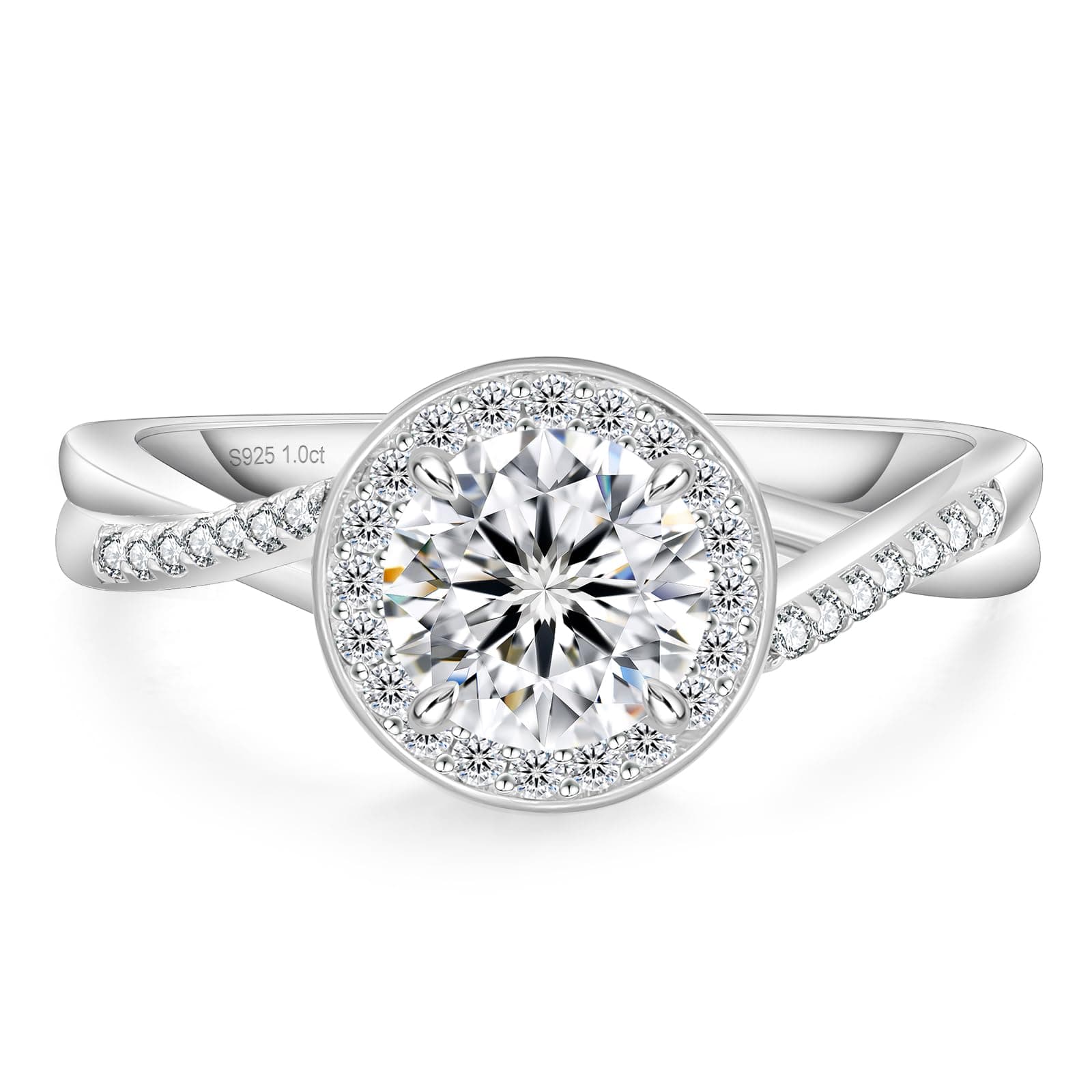 KRKC&CO Moissanite Halo Engagement Ring, 1.0 CT, White D Color VVS1 Clarity