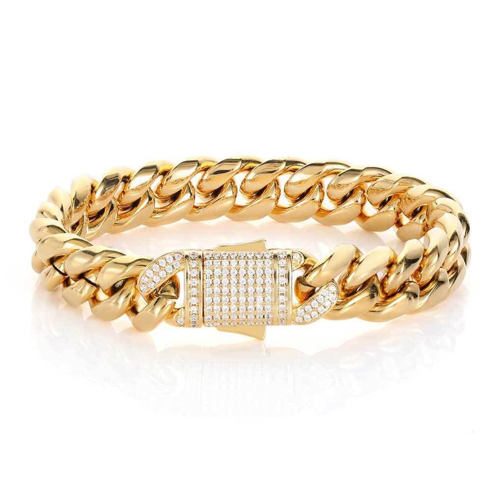 Moissanite Bracelet for Men and Women, 12mm Mesh 18K Gold