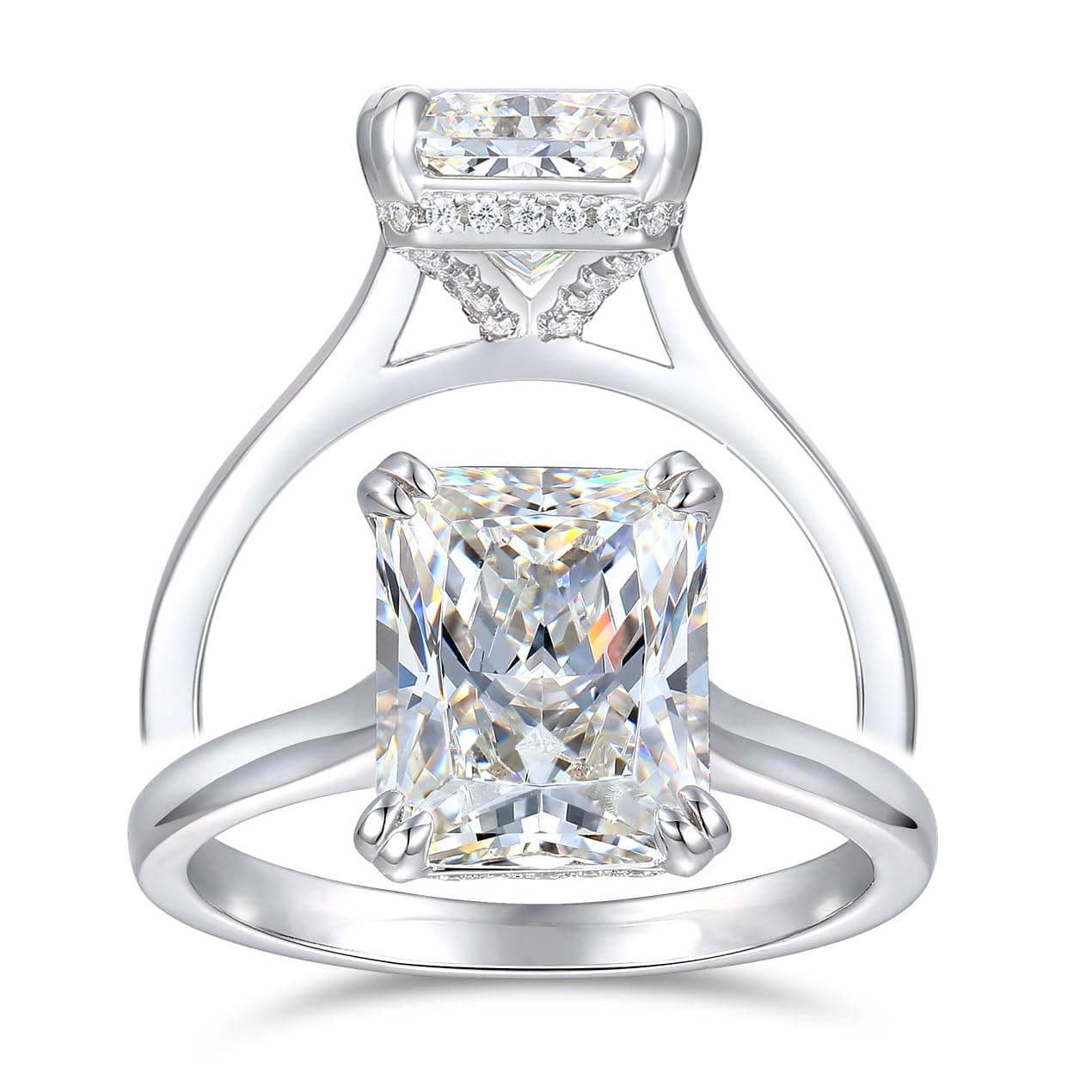 HAFEEZ CENTER 14K Gold 4ct Radiant Cut Moissanite Engagement Ring