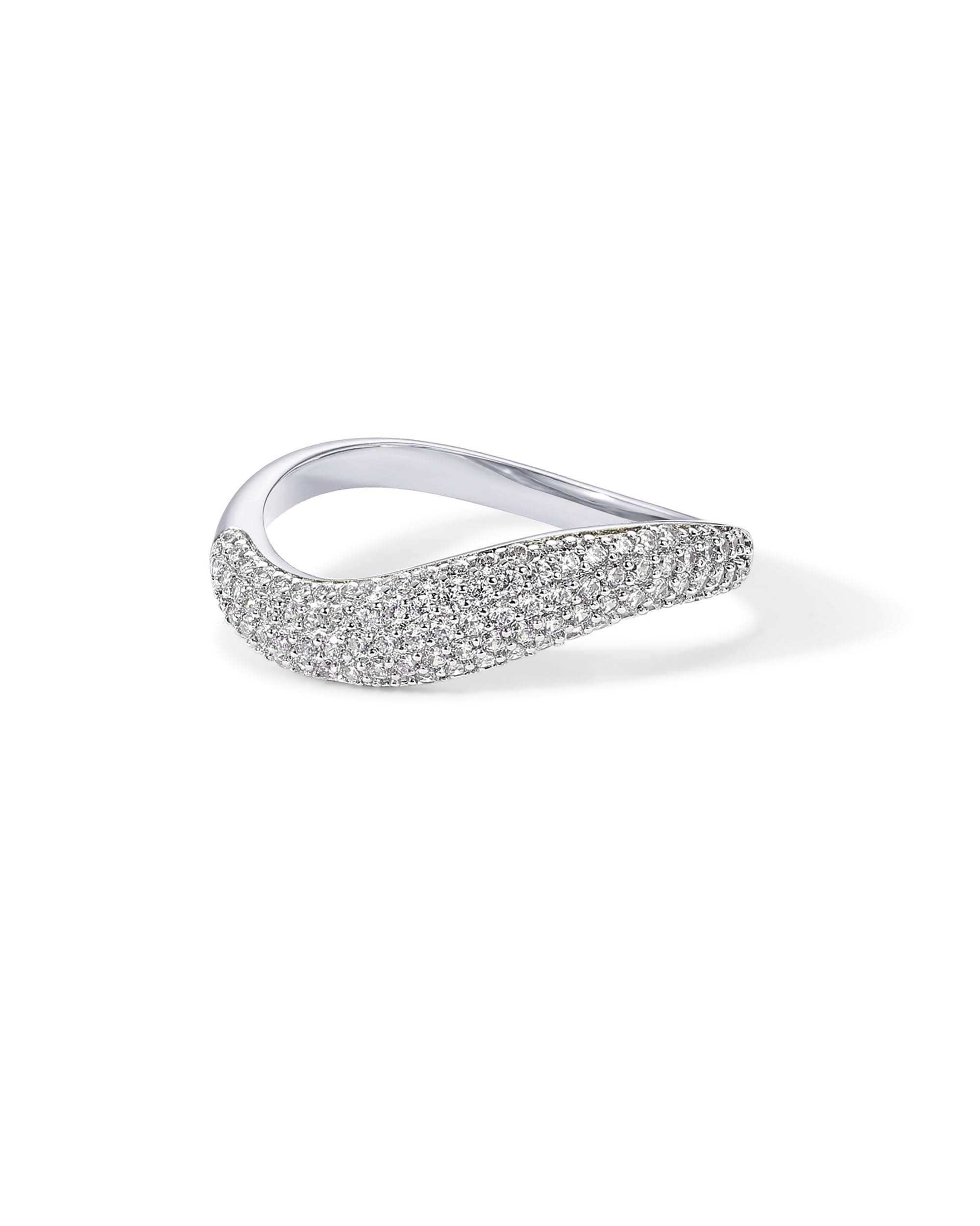 PavoI 14K Gold Plated Wavy CZ Stack Ring for Women
