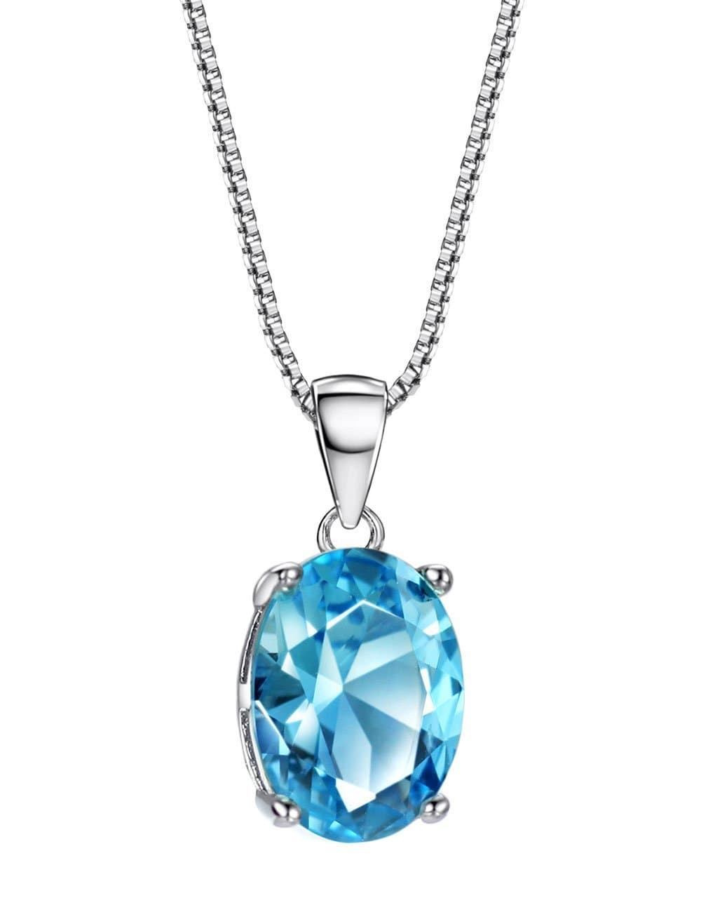 Michooyel 925 Sterling Silver 2.6ct Topaz Solitaire Pendant Necklace for Women