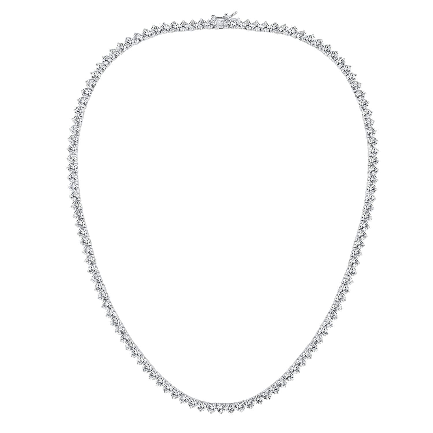 Gemsme 18K White Gold Plated 4mm Cubic Zirconia Tennis Necklace, Size 16-24 inch