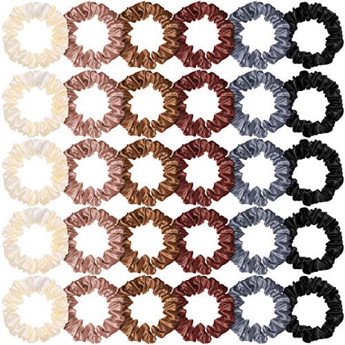 Satin Hair Scrunchies Set for Women Girls, 24 Pieces in 2 Sizes, Cream White